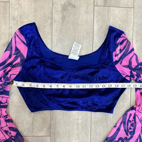 Vintage retro rubies hippie crop blouse top size large bell sleeves - Picture 10 of 12